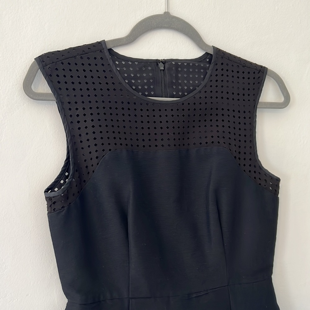 J. Crew Laser Cut Black Mini Dress Wedding Guest Classic Timeless Event Size 2